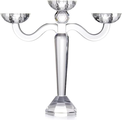 Portavelas de cristal, portavelas cónico de 3 brazos, candelabro para centro de mesa, boda, Navidad, decoración del hogar para centro de mesa