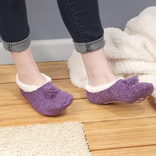 Image of BambooMN Adult Women Super Soft Warm Cozy Fancy Yarn Slippers Non-Slip Lined Socks, Indoor Comfy House Slippers, 3 Pairs
