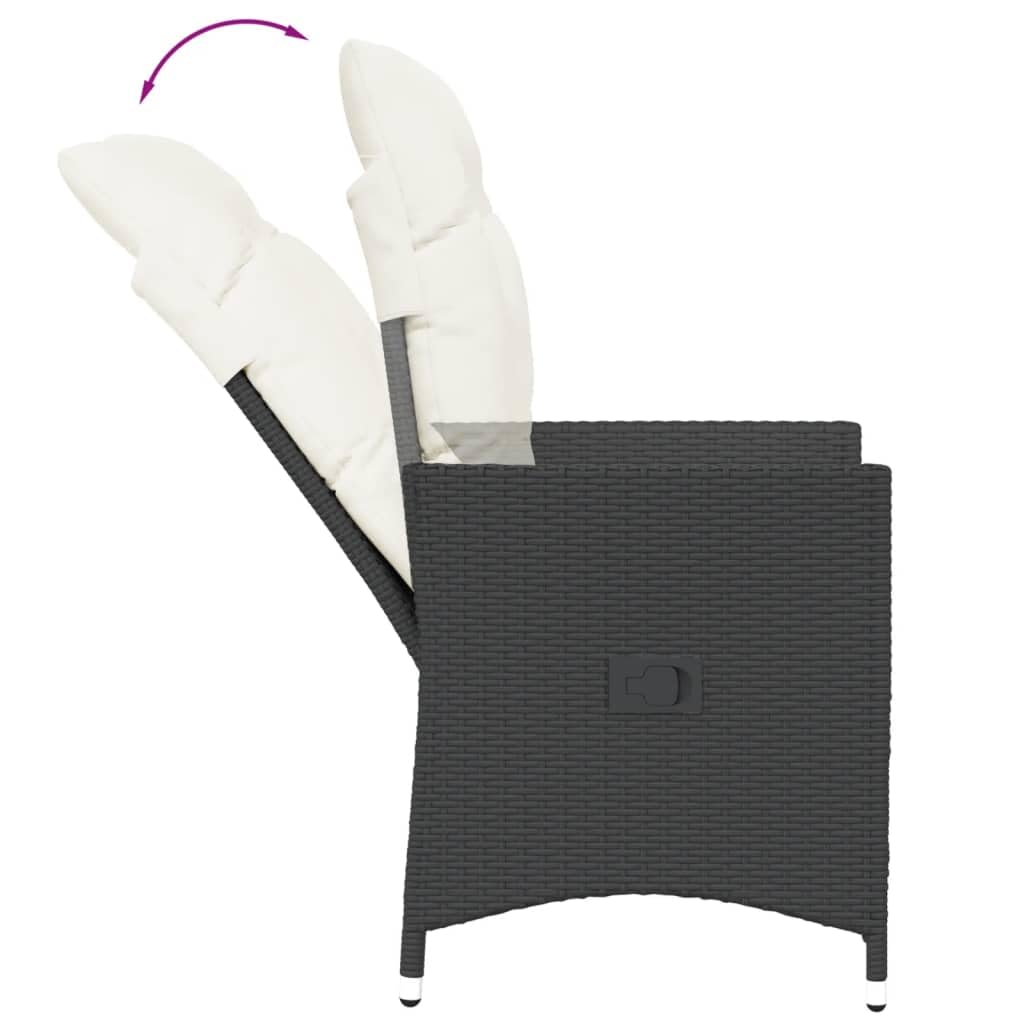 vidaXL Chaise inclinable de Jardin avec Coussins Noir résine tressée, Fauteuil de Jardin inclinable, Fauteuil inclinable de Jardin, Chaise inclinable d'extérieur