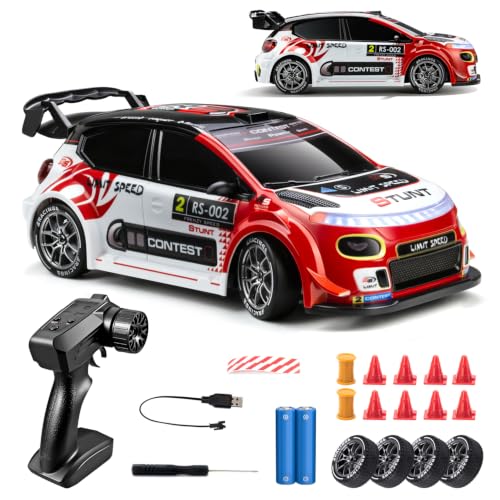 Image of RC Drift Car, Red Racing Livery 1 /24 Remote Control Car for Adults | 20KM /H 4WD Low /High Speed RC Cars with LED Lights, Extra Drifting Tires, Vehicle for Kids Boys Girls Beginners Indoor Outdoor