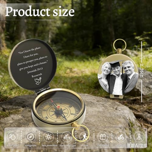 Brújula personalizada con foto grabada vintage miniatura 4