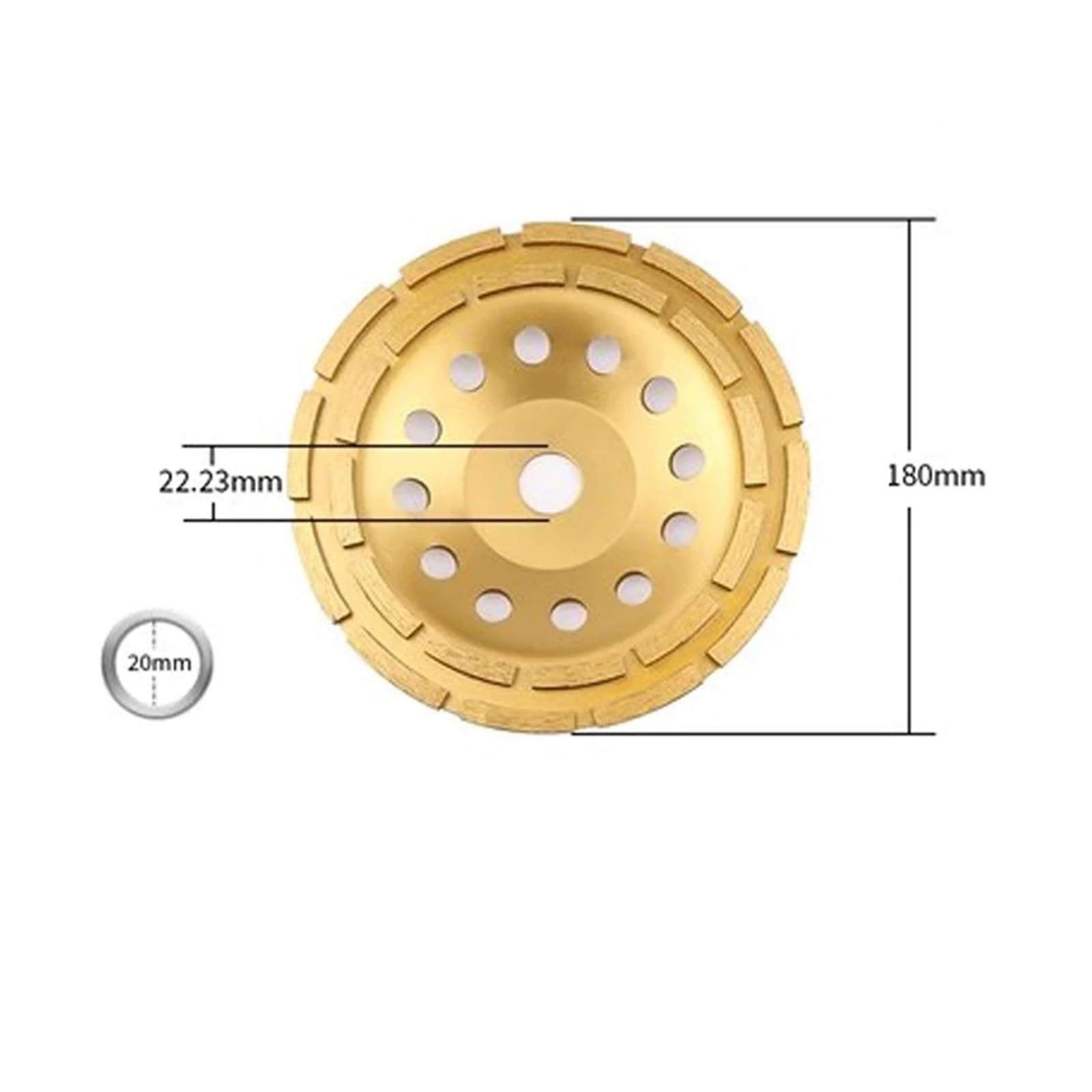 Betonowa diamentowa dwurzędowa tarcza szlifierska, marmurowa granitowa szlifierka kątowa 9-calowa z otworem 20MM/22,23MM Do użytku DIY(230mm)