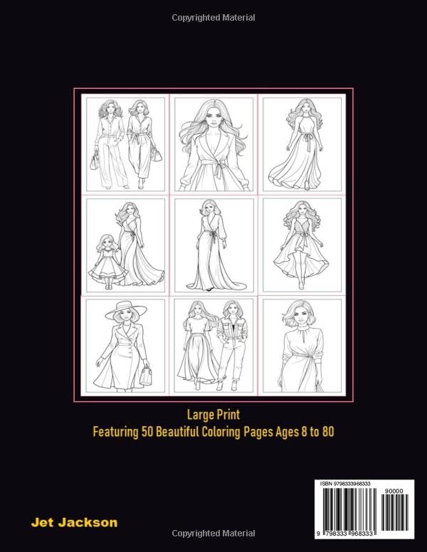 The Top Fashion Model Coloring Book: 51 Fun, Modern, and Stylish Fashion Coloring Pages for Kids and Adults (The Bold & Easy Coloring Book Collection for Girls - Cute, Confident, Creative) image 3