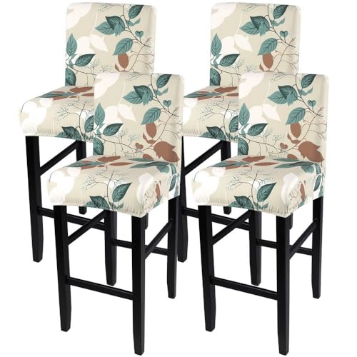 Image of SearchI Bar Stool Covers Set of 4, Stretch Washable Barstool Seat Covers, Counter Height Chair Covers for Kitchen Dining Room Cafe (Multiple Foliage)
