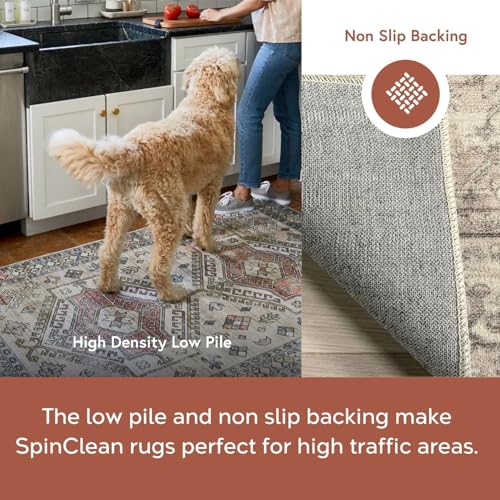 Tapete nuLOOM SpinClean 5'x8' Gris Vintage Oriental miniatura 4