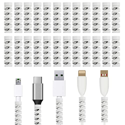 24 Pieces Phone Charger Cable Protector Flexible Wire Protector for Charger Protector Cable Saver Flexible Silicone USB Cord Protector Cable Bites for Phone Charger, Ear Phone, Data Lines