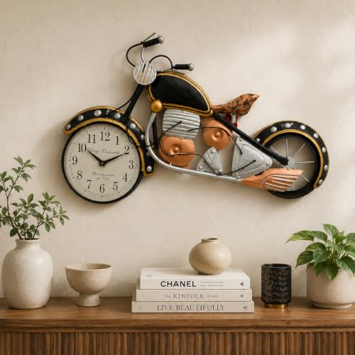 Image of SHREE 'O' GREEN TECH - Large Handpainted Iron Motorcycle Big Wall Art Bullet Bike Metal Sculpture Decorative Wall Hanging for Home Living Room Office Garage (27 x 16 Inch)