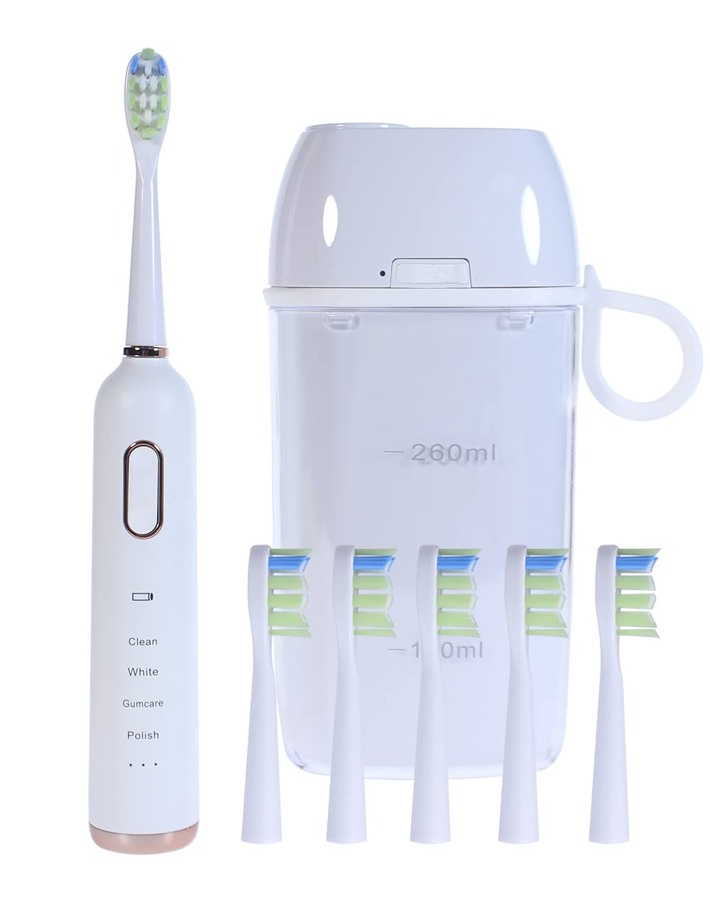 Sonic Toothbrush，Electric Toothbrush Set with 6 Brush Heads and A Travel Case，It Includes UV-C Cleaning and Air-Drying Functions，41000 VPM 4 Modes and 3 Intensities，One Charge for 90 Days (White).-image-31