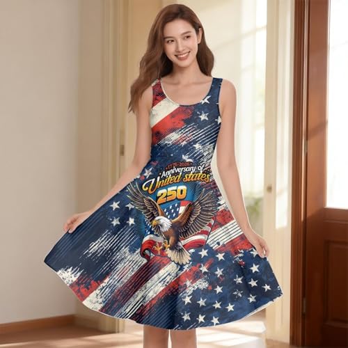 Image of Dreaweet Casual Sleeveless Dresses for Women Girls, Round Neck Tank Dresses with Pockets Summer Sundress Size XS-4XL