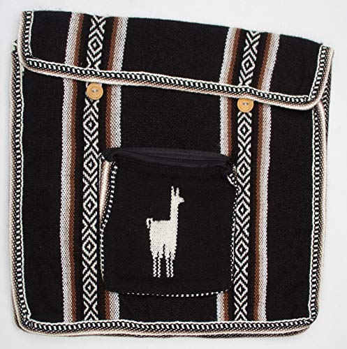 Black South American Peruvian Cross Body Messenger Bag Purse Stripes Llama Alpaca Wool Hippie (Black)4