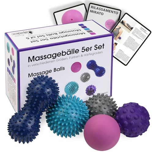 ALPIDEX Palline per Massaggio Set di 5 - Lacrosse, Peanut e Trigger Point | Diverse durezze | e-Book Incluso