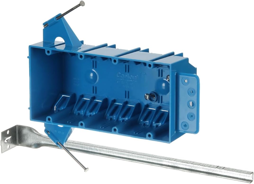 Carlon B455AH Switch/Outlet Box, New Work, 4 Gang, 7-3/5-Inch Length by 3-7/10-Inch Width by 2-1/2-Inch Depth, Blue