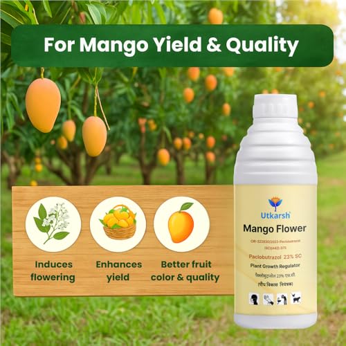 Image of Utkarsh Mango Flower - Paclobutrazol 23% SC, Plant Growth Regulator | Enhances Flowering, Controls Shoot Growth & Improves Fruit Size & Quality | 10 Litre