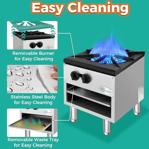Image of 18 Inch 80,000 BTU Hot Plate, Heavy Duty Burner, Stainless Steel Commercial Gas Stove, NG /LP Convertible, ETL Certified
