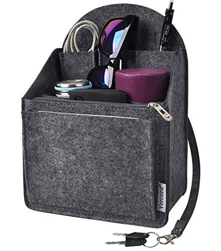 Vercord Felt Backpack Organizer Rucksack Insert Liner Inside Daypack Shoulder Bag Grey Small