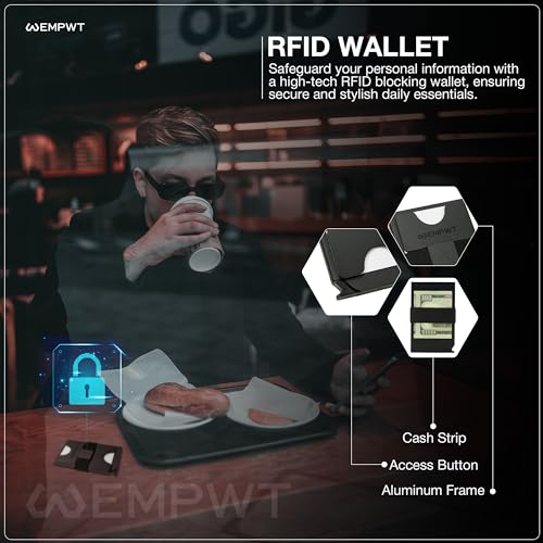 Aluminum Cardholder Wallet for Men-Metal Wallets with Advanced RFID Layer Protection | Slim & Minimalist Trendy Cardholder with Convenient Push Button for Quick Card Access (Black)4
