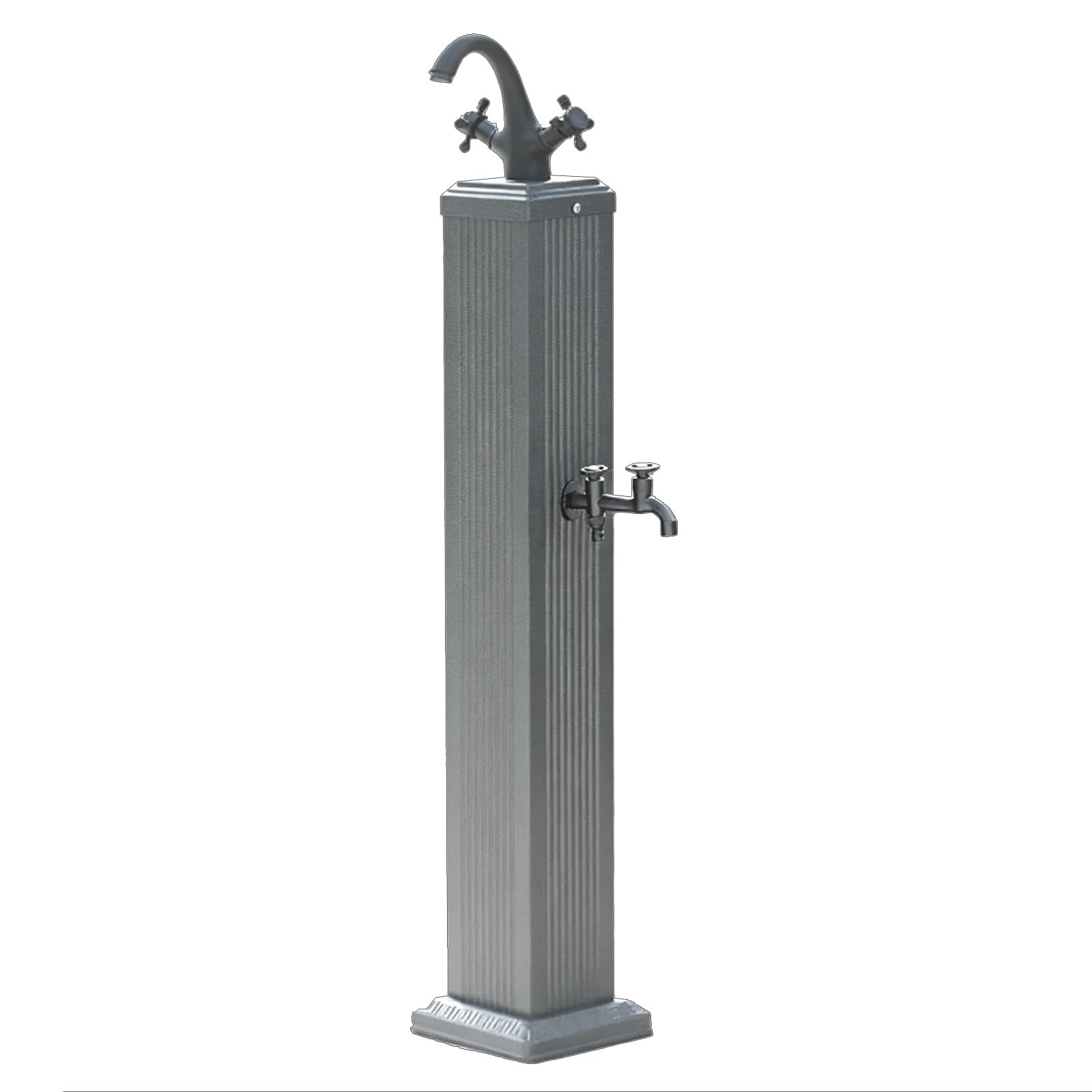 Wuxtokv Grey Garden Water Column, Outdoor Faucet With 2 Outlets, 39In Aluminum Anti Freeze Rustproof Water Faucets, For Yard(Grey)