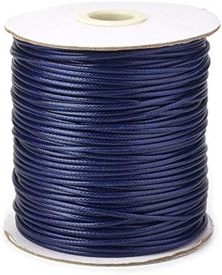 PandaHall 100 Yards/Roll 1.5mm Braided Waxed Cotton Cord String DIY Jewelry Craft Macrame Making Beading Thread Rope with Spool (Black)