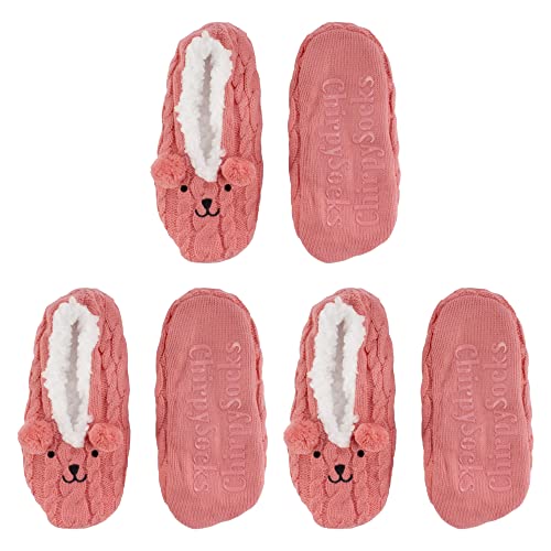 Image of BambooMN Adult Women Super Soft Warm Cozy Fancy Yarn Slippers Non-Slip Lined Socks, Indoor Comfy House Slippers, 3 Pairs