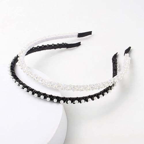 Miniatura 2 de Cuizhiyu Paquete de 4 diademas de diamantes de imitación de cristal para mujeres y niñas, de doble fila, con cuentas brillantes, bandas para el