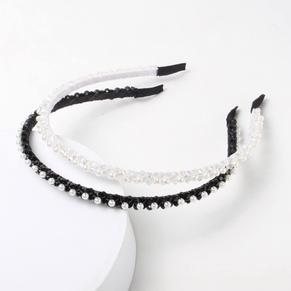 Flayem Cerchietto per capelli da sposa con strass e cristalli, sottile, accessorio per capelli da sposa, per donne e ragazze (bianco