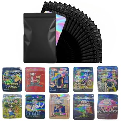 100pcs 3.5g Mylar Bags, Bags for Party, 1 Special Cartoon Pattern, 5 x 4 Inch Resealable Candy Bags, Gummies Bags, Storage Baggies Cover