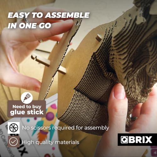 Image of QBRIX Dinosaur Gamer 3D Puzzle for Adults, DIY Craft Kit for Home Decor, 3D Model Kit for Teens 14+, Creative and Original Gift for Craftlovers, Cardboard Model Building Kit
