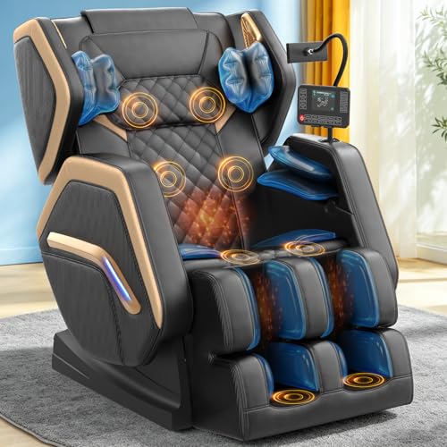 NAGLIFOR Massagesessel Ganzkörper-Massagesessel mit 8 Airbags 14 Massagepunkten Heizfunktion für Rücken & Beine Bluetooth-Lautsprecher Fußmassage Handyhalterung Zero-Gravity