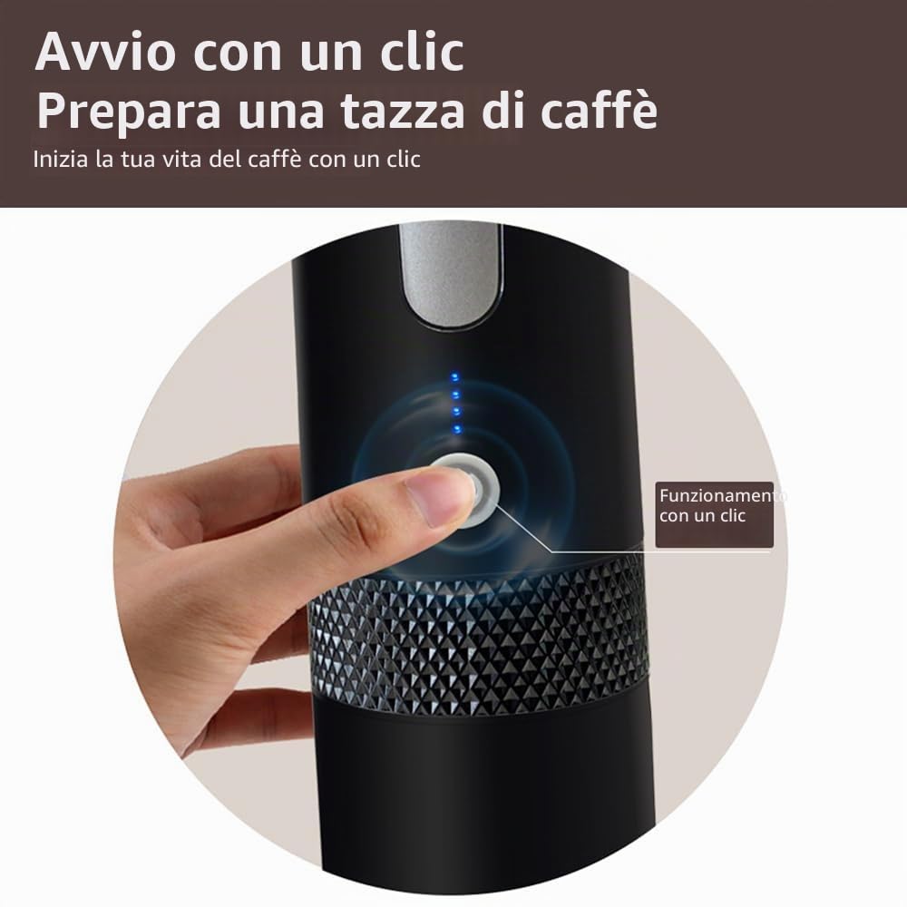 Macchina per caffè Espresso elettrica Portatile Mini Macchina per caffè Monodose da 6 Once con Tazza di caffè in Polvere e Contenitore per Capsule Batteria Ricaricabile da 1200 mAh
