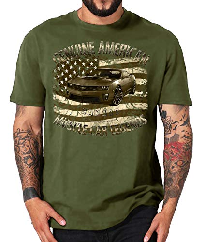 T-shirt à chevy moderne Camaro American Musclecar USA, Usa Oliv Army, XXL Cover