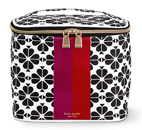 kate spade new york Lancheira isolada, lancheira pequena, lancheira fofa para mulheres, bolsa térmica floral com fecho de zíper duplo e alça de transporte, listra de flores