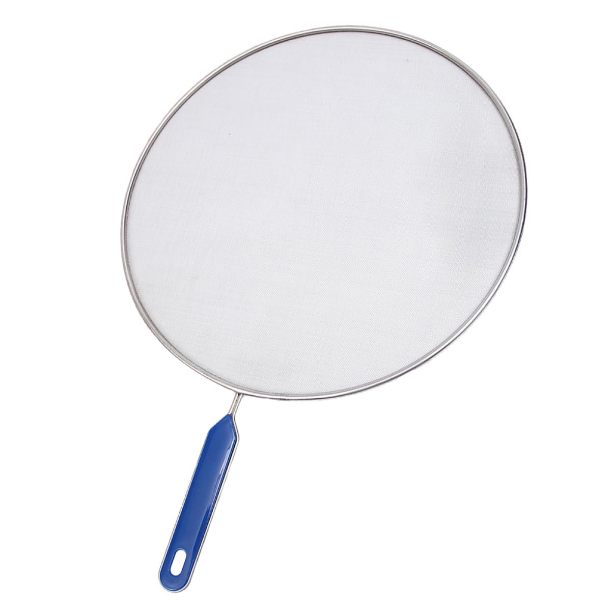 TOYANDONA Blue Handle 25cm Stainless Steel Mesh Splatter Screen, Anti Oil Splashing Pot Cover Lid for Frying Pan, Kitchen Cooking Tool Protector