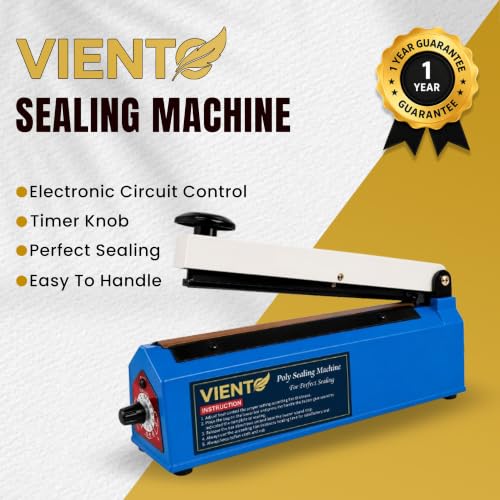 Image of 24 inch Impulse Heat Sealing Machine with Adjustable Temperature, Portable Poly Bag Sealer for PE /PP Laminated Pouches, Strong Airtight Seal, Durable Metal Body, 1-Year Warranty for Home & Business (Blue)