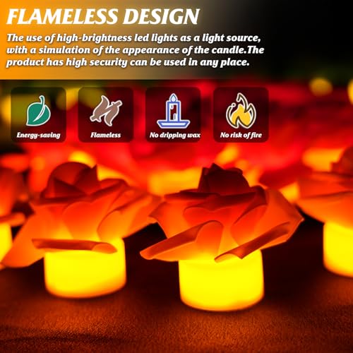 Image of SupBri 12 Pack LED Tea Lights Candles with Artificial Rose Petals, Flameless Battery Operated Candles,Romantic Decorations Special Night Set for Valentines,Wedding Decor (Green, 12 Pack)