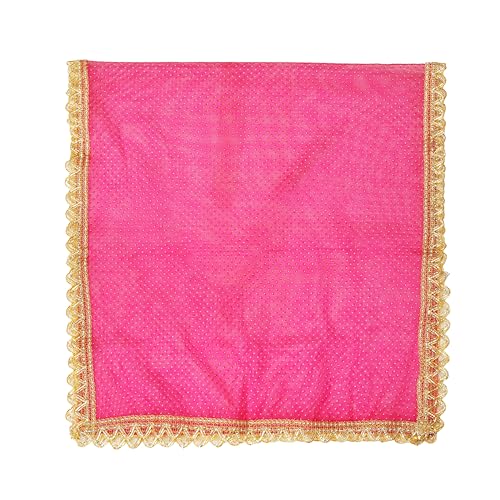 Decorative Chunari Backdrop Artificial Silk Pooja ChunriChunni Indian Traditional Festival Decoration Chunr MATA Ki Chunri for Statue Chowki Aasan Mat Poster Frame(Size:-36 Inch X 18 Inch)(Pink)2