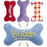 SINUOLIN 2025 Personalized Squeaky Dog Toys, Made in USA Embroidered Bone Shape 8