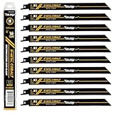 TOLESA Heavy Metal Cutting Reciprocating Saw Blades 9 Inch 14TPI for Pipe, Rebar, Bi-Metal Sabre Saw Blades 10 Pack