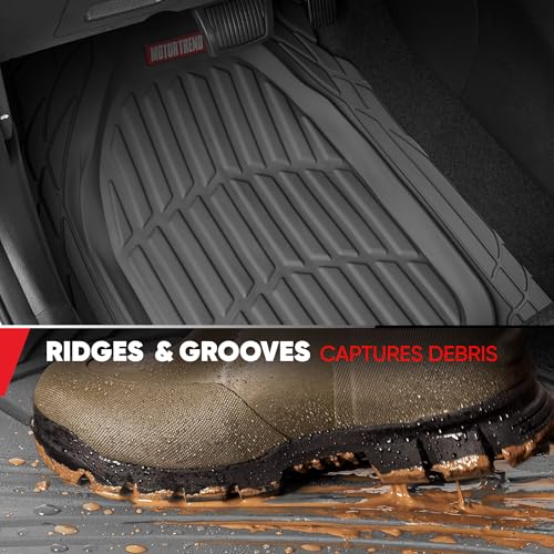 Motor Trend FlexTough 4-Piece Heavy Duty Floor Mats for Cars Trucks SUVs, Automotive Floor Mats Car Mats Full Set Front, Rear & Cargo, Trim-To-Fit Semi-Custom Deep Dish All Weather Rubber Mats - Gray by Motor Trend - Image 6