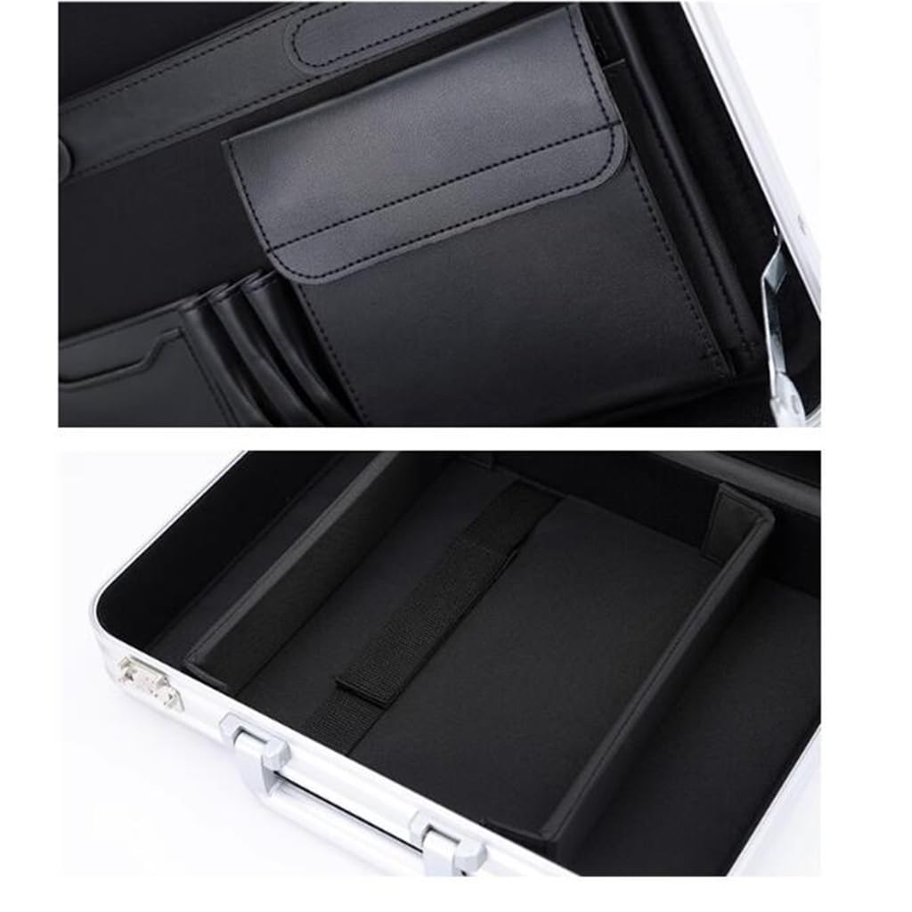 Koffer aus Aluminiumlegierung, Kombinationsbox, Aktentasche, Metall-Werkzeugkasten, medizinisches Set, Aluminiumsafe (schwarz, 27,9 cm)