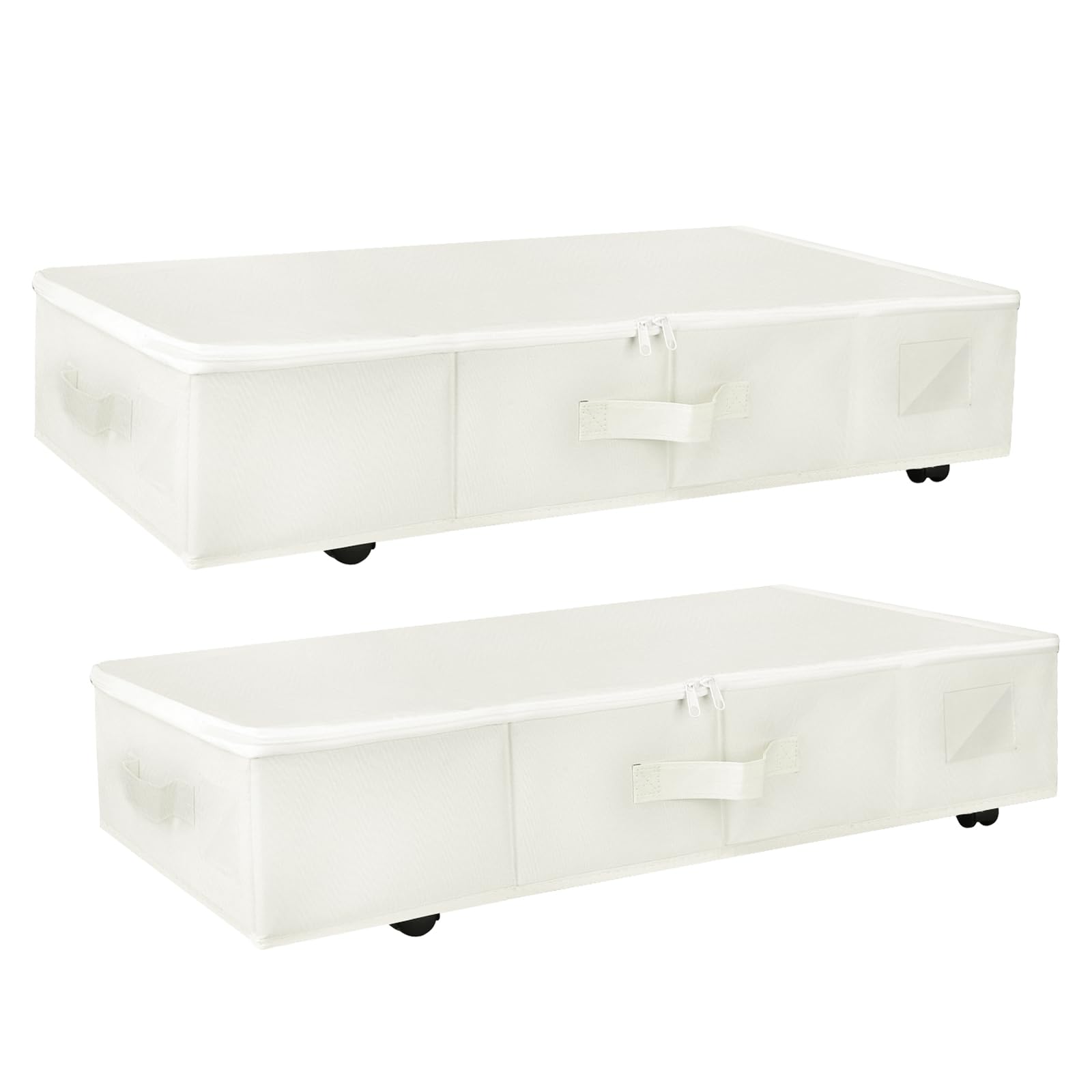 Maphissus 2 Pack Under Bed Storage on Wheels, Rolling Underbed Containers Bins with Lids,Bedroom Organizer for Clothes, Shoes, Blankets