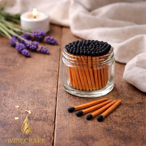 Image of 150 Count | 2 inch Brown & Black Matches | Strikers Included | Color Tip Wooden Match | Refill for Matchstick Jars, Candle Display, Holders & Bottles | 2 in inches Long