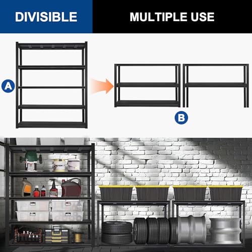 Image of BILT HARD 5-Tier 48 inch W x 24 inch D x 72 inch H Garage Shelving, 3500 lbs Industrial Heavy Duty Storage Shelves, Metal Shelving Units with Adjustable Shelf, Steel Utility Shelves for Garage