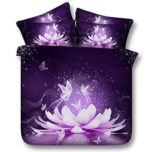 Sticker superb Violet Élégant Fleur Rêver Receveur Housse de Couette avec Taie d'oreiller,...