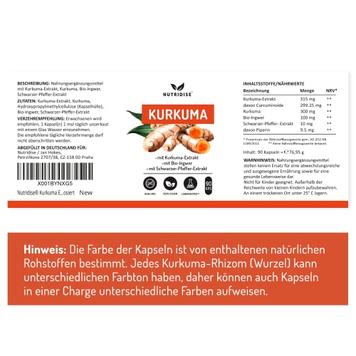 Nutridise® Kurkuma Kapseln – Kurkuma Ingwer Kapseln hochdosiert – Kurkuma Extrakt, Bio-Ingwer und schwarzer Pfeffer - 90… - Image 7