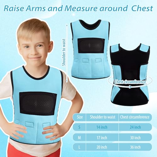 Image of Janmercy Weighted Vest for Kids Ages 2 to 9 Adjustable Neoprene Compression Vest Removable Weights Breathable Comfort Toddler(Solid Color,Small,Blue)