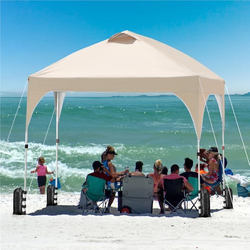 Carpa plegable 3x3m Yaheetech beige impermeable para jardín y camping 3