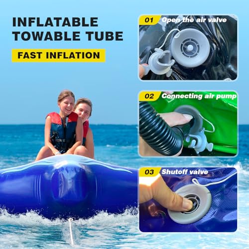 Inflatable Flying Manta Ray Tube 10x9FT Towable PVC Tarpaulin Water Toy for Water Sports Summer Fun - Thumbnail 2