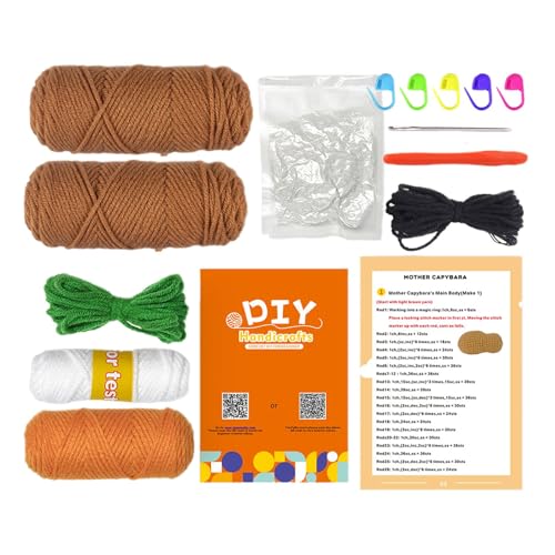 Kit De Gancho Principiantes - Kit De Gancho Para Adultos Y | Capybara No Sew Crochet Patrón | Capybara Crochet Kit Principiantes | Conjunto De Punto Fácil Para Adultos Y Amantes Del Cro