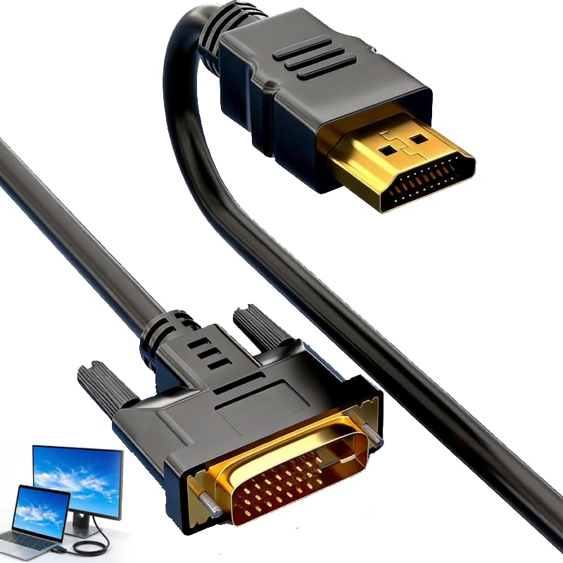 Maoggha 1.5 m Cable Adaptador HDMI a DVI, conexión bidireccional DVI D 24+1/HDMI, Soporte para resolución Full HD/1080P, para Conectar Dispositivos Hdmi a monitores DVI, televisores y proyectores