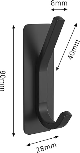 Miniatura 10 de POSHGRAND Gancho para toallas de baño adhesivo para baño, ganchos negros mate montados en la pared resistentes para bataabrigoarmariococina (paquete